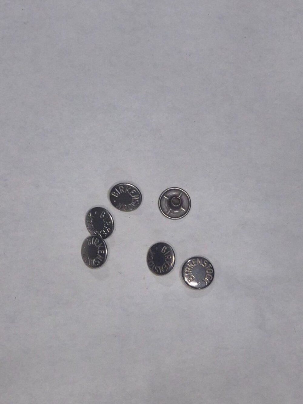 6 Silver Birkenstock Logo Domed Rivets 1/2" Cap 3/16" Post Replacement Parts